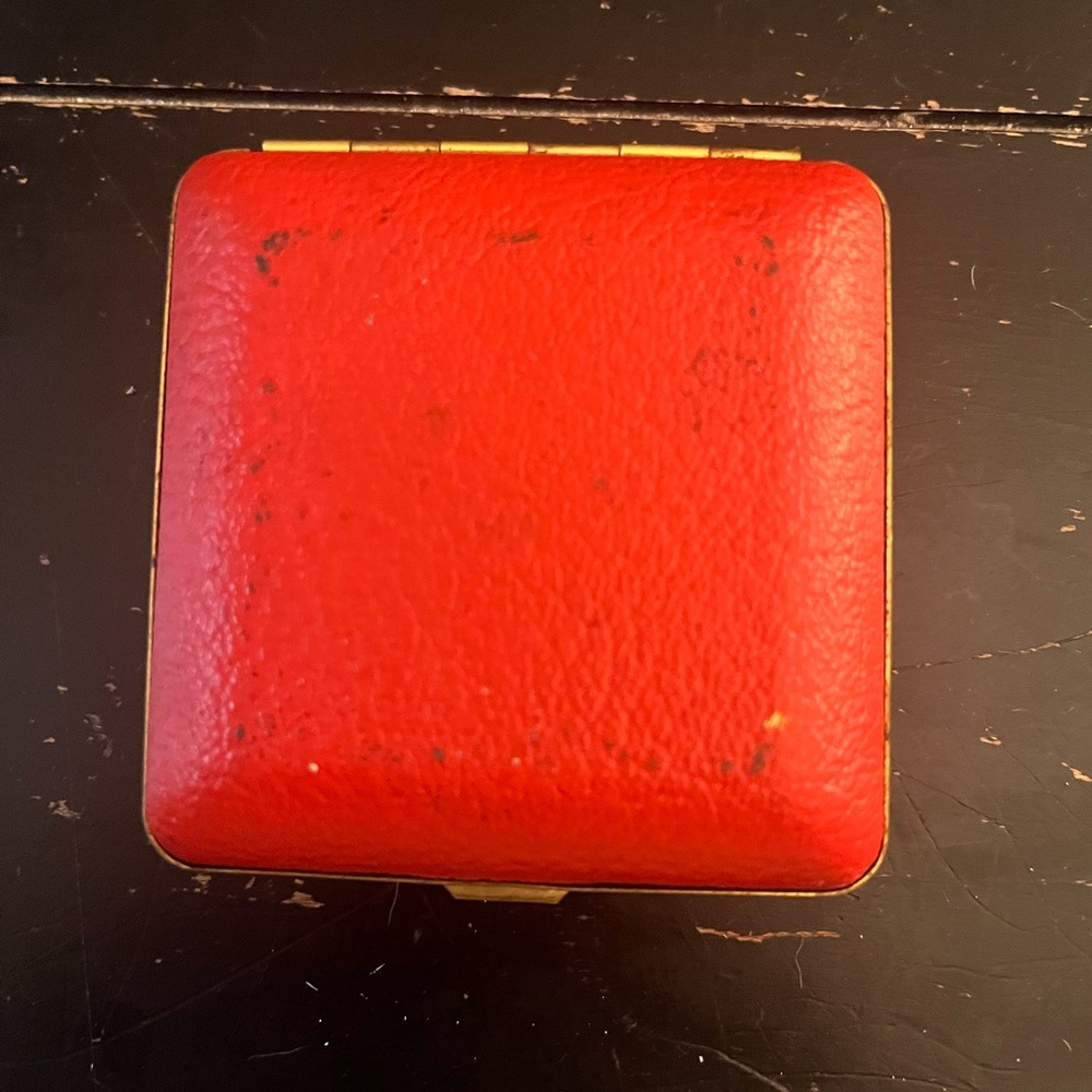Red Leather vintage travel clock